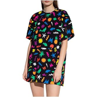 Moschino Kleedjes, Dames, Veelkleurig, M, Maxi T-shirt Jurk