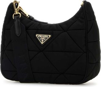Prada Womens Slate Re-Nylon Shoulder Bag Nero1 Poliammide Riciclata-Vitello Borse A Mano