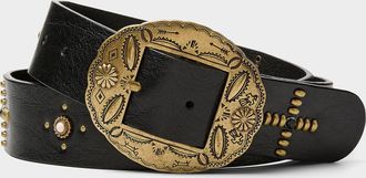 DA.D Mens Oversized engraved buckle belt