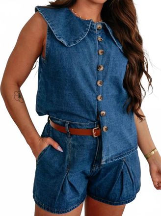 Wishlist City Walk Collared Top In Denim