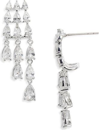 Nordstrom Cubic Zirconia Cascading Pear Chandelier Earrings in Clear- Silver at Nordstrom
