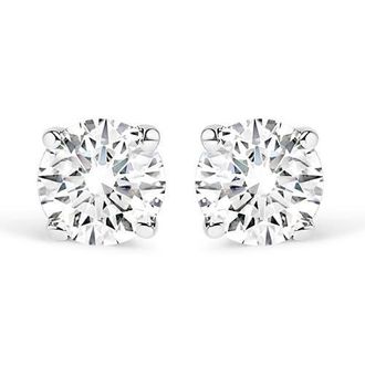 House of Brilliance Silver Silver 3/8 Ct Round Lab Grown Diamond Solitaire Stud Earrings in White at Nordstrom