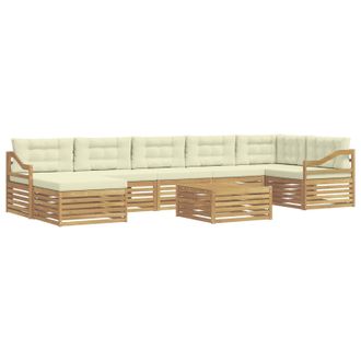 vidaXL Conjunto De Sof&aacute;s De Exterior 8 Uds. Blanco Y Crema Poli&eacute;ster Vidaxl