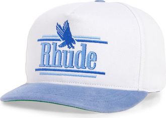 Rhude Rossa Logo Embroidered Twill Baseball Cap in Blue /White at Nordstrom