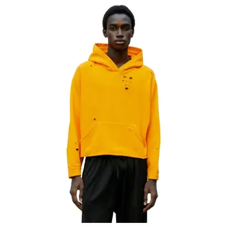 Liberal Youth Ministry Hoodies, male, Orange, Size: L Distressed Hooded Sweatshirt Cotton Jersey