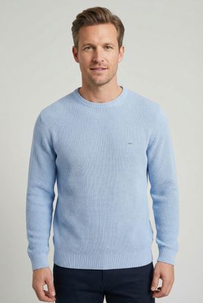 Fynch-Hatton Strickpullover FYNCH-HATTON, Herren, Gr. 4XL, new breeze, Strick, Obermaterial: 100% Baumwolle, unifarben, normal h&uuml;ftbedeckend, Rundhals, Flachstrick
