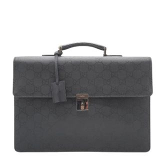 Gucci Pre-owned Handbags, female, Black, Size: ONE SIZE Pre-owned GG Lock Briefcase