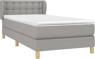 vidaXL Vidaxl - Cama Box Spring Con Colch&oacute;n Tela Gris Claro 100x200 Cm