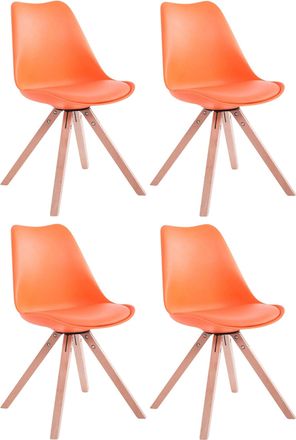 Clp Clp - Set De 4 Sillas Para Comedor Toulouse Square En Polipiel Naranja Natural