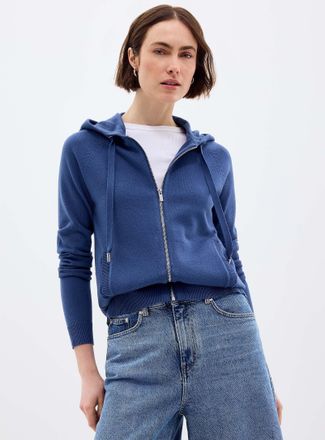 Contemporaine Womens Solid knit soft hooded jacket