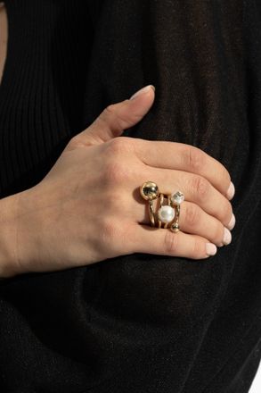 Jimmy Choo London Logo Ring, Womens, Gold