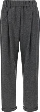 Brunello Cucinelli Gray Virgin Wool Casual Womens Pants