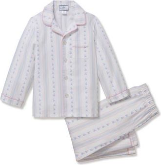 Petite Plume Classic Two-Piece Cotton Blend Pajamas in White at Nordstrom, Size 12-18M