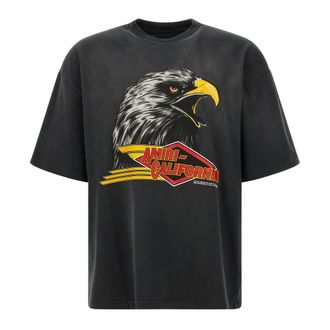 Amiri Tops, Heren, Zwart, M, Katoen, Eagle Oversized Tee