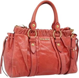 Miu Miu Pre-owned Hand Bag - Dames - Vintage Handtas - Rood - ONE Size - Leer - Vintage