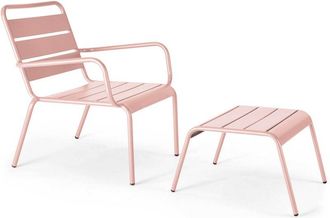 Oviala Poltrona relax e poggiapiedi in metallo Rosa - Palavas