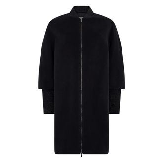 PESERICO Jassen, Dames, Zwart, 2Xl, Wol, Elegante Lange Jas Met Rits