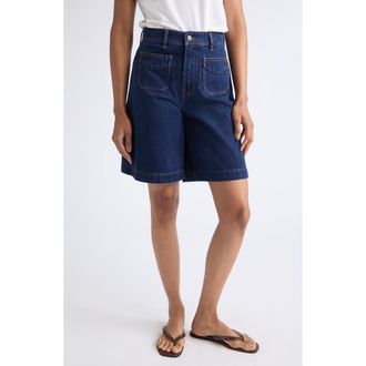 Veronica Beard Carter Patch Pocket Denim Shorts in Indigo Rinse at Nordstrom, Size 28