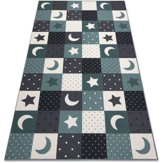 RugsX Rugsx - Carpet for kids stars childrens turquoise / grey blue 100x300 cm