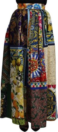 Dolce & Gabbana Multicolor Sicili&euml; Maxi Rok - Dames - Maxi Rokken - Veelkleurig - 2XS - Katoen - Rokken