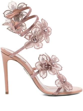 Rene Caovilla 110mm floral-embellished sandals - Neutrals