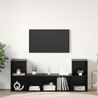 Berkfield Home TV Cabinet Set 3 pcs Black 107 x 35 x 37 cm Engineered wood