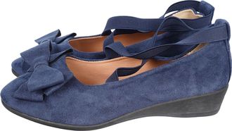 Generic Blue Ladies Fashionable Bow Comfortable Breathable Elastic with Wedge Heel Large Shoe for Indoor Outdoor Activities with Durable Build