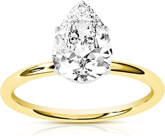 Vir Jewels 1 cttw Pear Lab Grown Diamond Engagement Solitaire Ring in 14K Yellow Gold For Women
