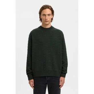 Selected trui met ingebreid patroon donkergroen