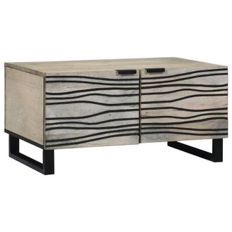 Berkfield Home Coffee Table White, Black 80 x 50 x 40 cm Solid mango wood