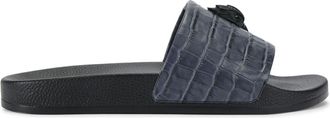 Kurt Geiger Mens Leather Eagle Slide Sandals - Navy - Size UK 10