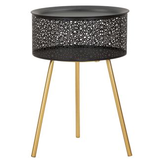 Dmora Mesa De Centro Mukall, Contenedor, Un Compartimento, Tapa Levantable, 35x35x50h Cm Negro