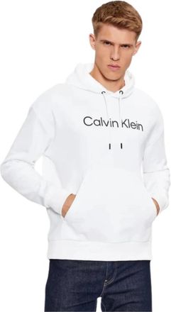 Calvin Klein Hoodie met bedrukt logo - Heren - Hoodies - Wit - 2XL - Katoen - Hoodies & sweatvesten