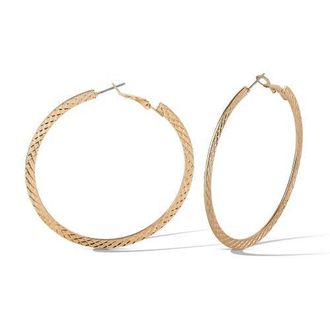 Jessica Simpson Textured Gold-Tone Large Hoop Earrings at Nordstrom