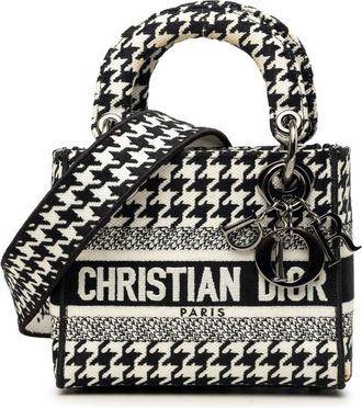 Dior Pre-owned Dior Mini Embroidered Canvas Houndstooth Lady D Lite Ladies MEV3CXXCHDYWNBMG
