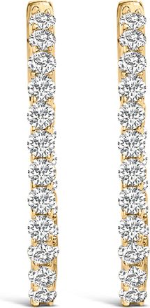 House of Brilliance 14K Gold 1.0 Cttw Oval Lab Grown Diamond Hoop Earrings