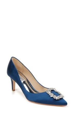 Badgley Mischka Carrie Crystal Embellished Pump in Navy Satin at Nordstrom Rack, Size 5.5