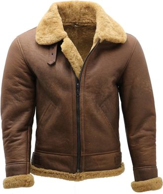 Infinity Leather Mens B3 WW2 Sheepskin Leather Aviator Jacket-Houston