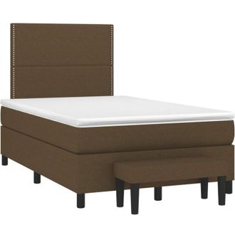 vidaXL Cama Box Spring Con Colch&oacute;n Tela Marr&oacute;n Oscuro 120x190 Cm Vidaxl