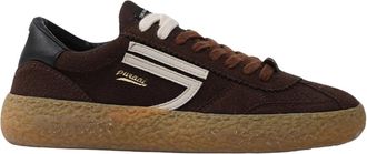 Puraai Schoenen, Heren, Bruin, 45 EU, Suède, Bruine Suède Sneakers met Crèmekleurige Details