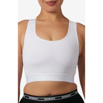 TomboyX Compression Plus Racerback Crop Top in White at Nordstrom, Size X-Small