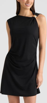 Ellen Tracy Womens Asymmetrical Neckline Knit Mini Dress