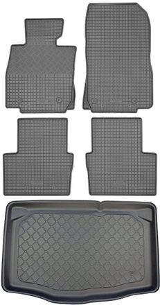 OEM Mazda 2 Iii Dj Hatchback (5 Puertas) Desde 02.2015 Set - Alfombrillas De Goma Para Coche + Alfombrilla Para Maletero