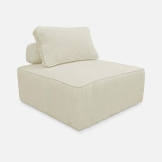 Sweeek Sweeek - M&oacute;dulo Para Sof&aacute; Modular De Pana, 1 Plaza, Lao, Crema, 90x90x40 Cm