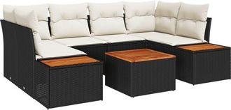 vidaXL Vidaxl - Garden Sofa Set with Cushion 6 pcs Black Poly rattan