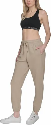 Calvin Klein Performance High-Waist Fleece Pants In White Pepper