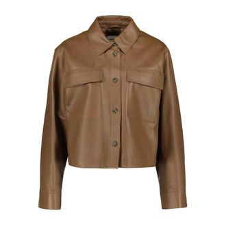 Max Mara Dames, Jassen, Bruin, Maat: XS Leer