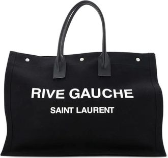 Saint Laurent Rive Gauche grote canvas shopper - Zwart