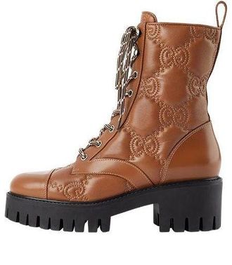 Gucci (WMNS) Gucci Quilted Lace-Up Boots Brown 718386-DS8U0-2741