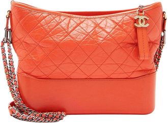 Chanel Orange Aged Calfskin Gabrielle Medium Hobo (Authentic Pre-Loved)
